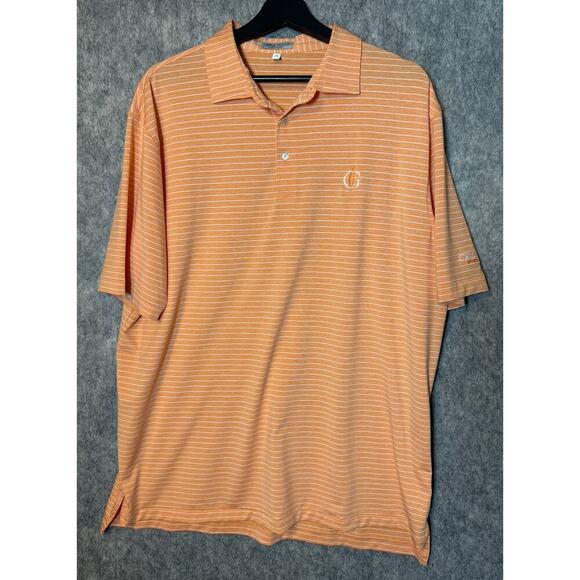 Peter Millar Summer Comfort XL Orange White Striped Performance Golf Polo - Picture 1 of 6
